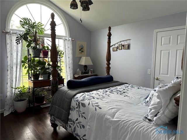 20515 Lockwood Rd, Defiance, OH 43512 - bedroom with vaulted ceiling, dark wood finished floors, and multiple windows