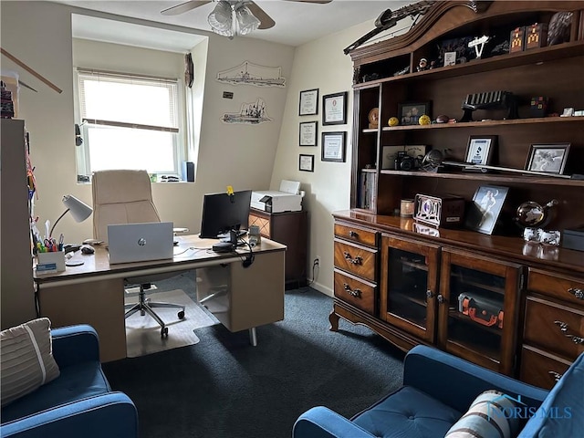 20515 Lockwood Rd, Defiance, OH 43512 - office featuring a ceiling fan and carpet