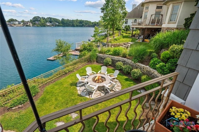 3051 Deep Water Ln, Maumee, OH 43537 - balcony featuring a fire pit and a water view