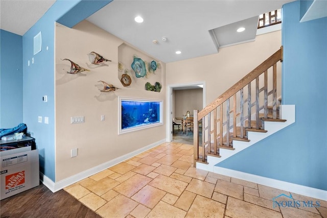 3051 Deep Water Ln, Maumee, OH 43537 - foyer entrance featuring recessed lighting, stone tile floors, and stairway