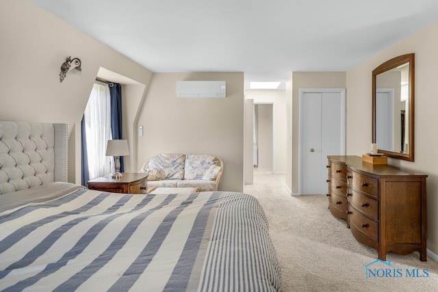 4123 Shamley Green Dr, Toledo, OH 43623 - bedroom featuring a wall mounted air conditioner, light colored carpet, and a closet
