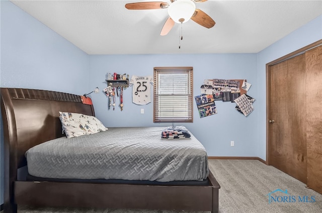 8225 Hidden Forest Dr, Holland, OH 43528 - bedroom with carpet floors, a ceiling fan, and baseboards