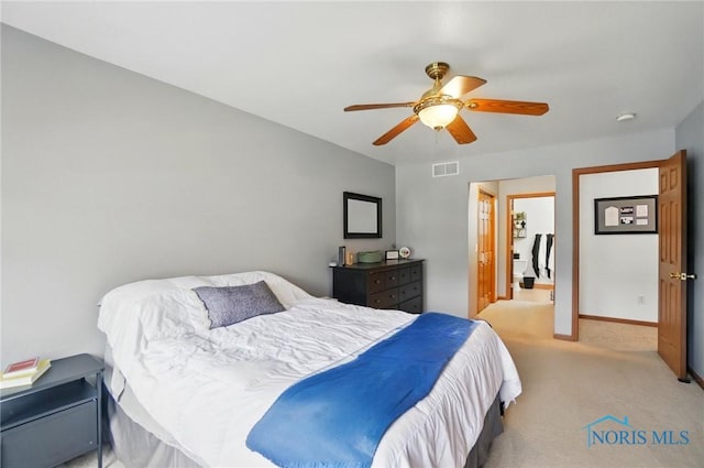 28178 Schriber St, Walbridge, OH 43465 - bedroom featuring light carpet, a ceiling fan, and baseboards