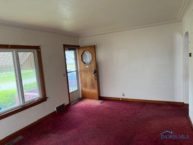 600 Tiedeman Ave, Defiance, OH 43512 - carpeted spare room featuring healthy amount of natural light, arched walkways, crown molding, and baseboards