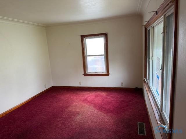 600 Tiedeman Ave, Defiance, OH 43512 - spare room featuring healthy amount of natural light, dark carpet, ornamental molding, and baseboards