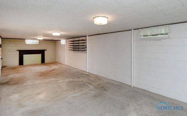 16470 County Road P, Napoleon, OH 43545 - below grade area featuring a fireplace and concrete block wall