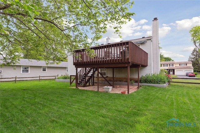 146 Partridge Ln, Perrysburg, OH 43551 - rear view of house featuring stairs, a deck, and a patio area
