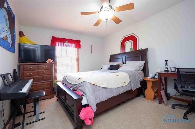 16070 Rd S, Columbus Grove, OH 45830 - bedroom with light carpet, an office area, and ceiling fan