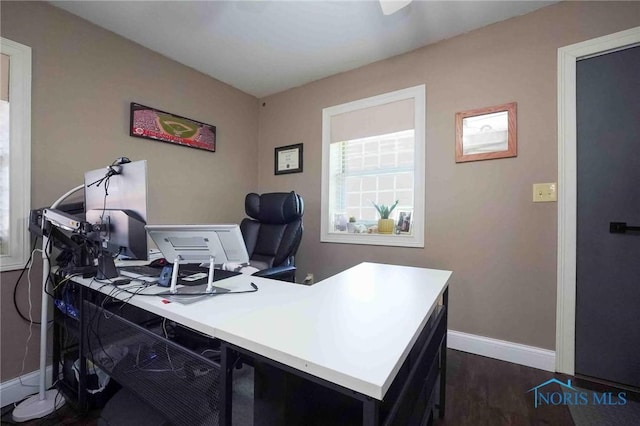 16070 Rd S, Columbus Grove, OH 45830 - office with baseboards and dark wood-style flooring