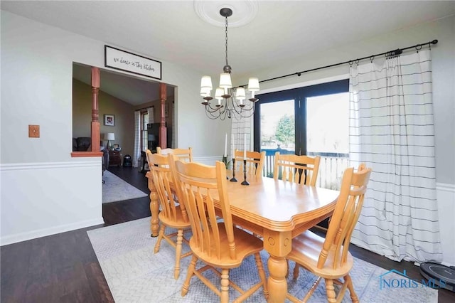 16070 Rd S, Columbus Grove, OH 45830 - dining space with a chandelier, wood finished floors, and baseboards