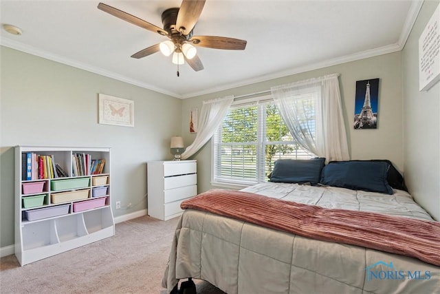 1250 Indiana Ave, Napoleon, OH 43545 - carpeted bedroom with ornamental molding, baseboards, and a ceiling fan