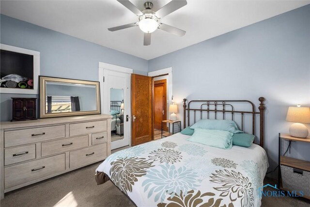 451 Toledo St, Elmore, OH 43416 - bedroom with dark carpet and a ceiling fan