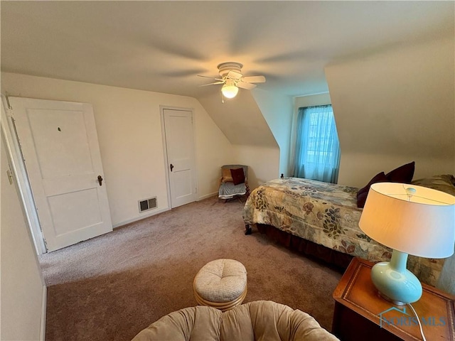 178 Gross St, Tiffin, OH 44883 - carpeted bedroom with vaulted ceiling, ceiling fan, and baseboards