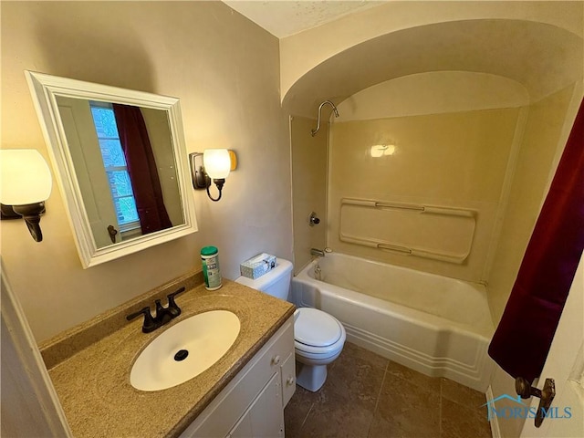 178 Gross St, Tiffin, OH 44883 - bathroom featuring vanity, toilet, bathtub / shower combination, and tile patterned floors
