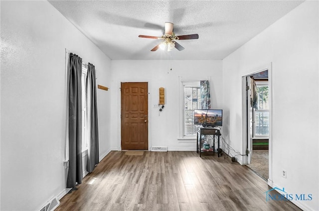 358 Burger St, Toledo, OH 43605 - entryway with ceiling fan, wood finished floors, and a textured ceiling