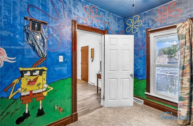 358 Burger St, Toledo, OH 43605 - interior space with wallpapered walls and carpet flooring