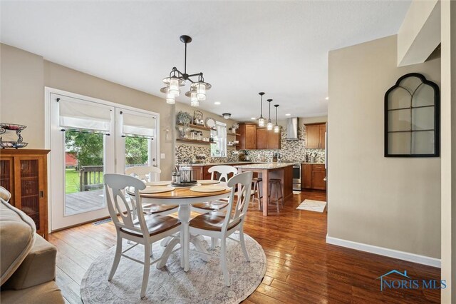 6200 Swiss Garden Rd, Toledo, OH 43612 - dining area with hardwood / wood-style flooring, baseboards, french doors, and recessed lighting
