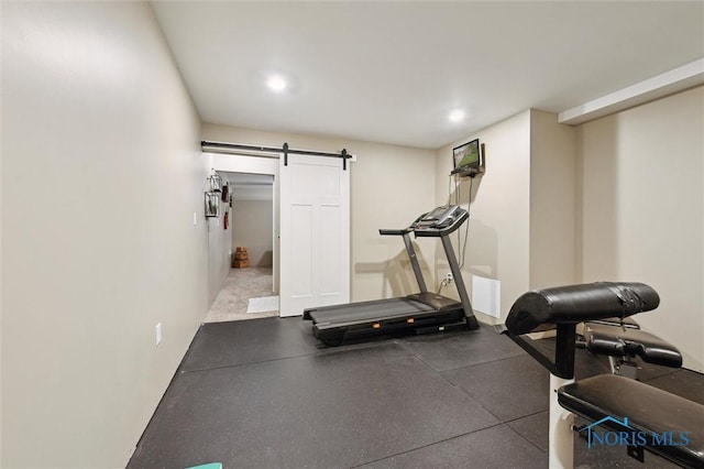 6200 Swiss Garden Rd, Toledo, OH 43612 - exercise area with a barn door and recessed lighting