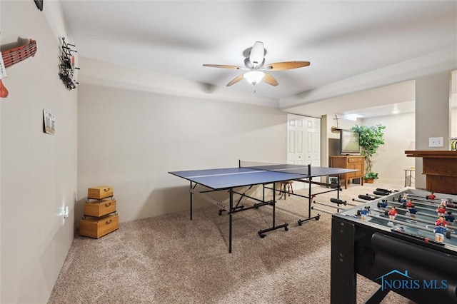 6200 Swiss Garden Rd, Toledo, OH 43612 - rec room with carpet and a ceiling fan