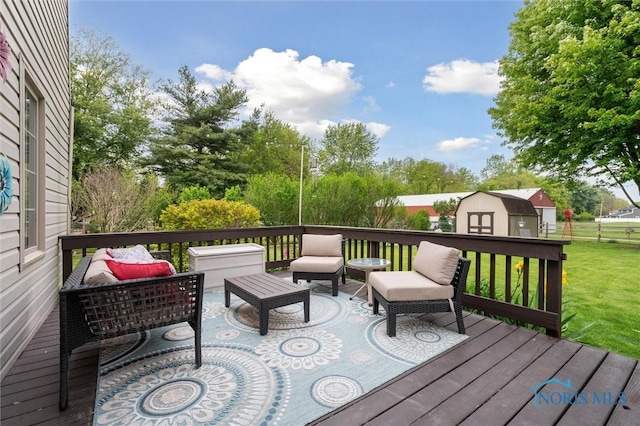6200 Swiss Garden Rd, Toledo, OH 43612 - wooden deck featuring an outdoor hangout area and a yard