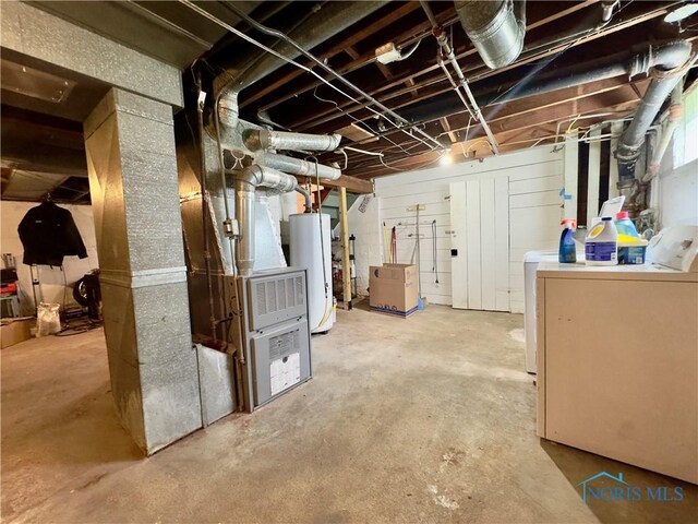 2135 Airport Hwy, Toledo, OH 43609 - unfinished basement with water heater and independent washer and dryer