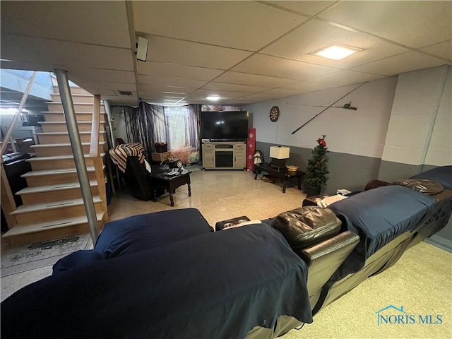 4448 Helmond Ct, Toledo, OH 43611 - living area with a drop ceiling and stairs