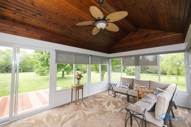 1033 Joseph Rd, Luckey, OH 43443 - sunroom / solarium featuring an outdoor hangout area and a ceiling fan