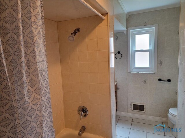 3434 Muirfield Ave, Toledo, OH 43614 - full bathroom featuring crown molding, tile patterned floors, toilet, and shower / tub combo