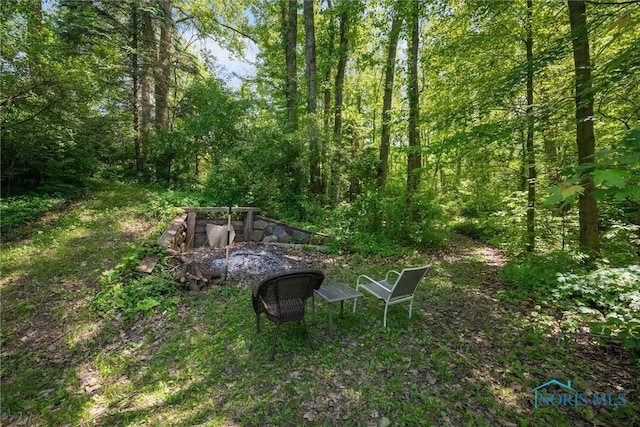 12949 Shaffer Rd, Swanton, OH 43558 - view of yard featuring a fire pit and a view of trees