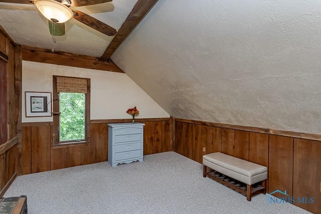 12949 Shaffer Rd, Swanton, OH 43558 - bonus room featuring wood walls, carpet floors, a wainscoted wall, and a ceiling fan