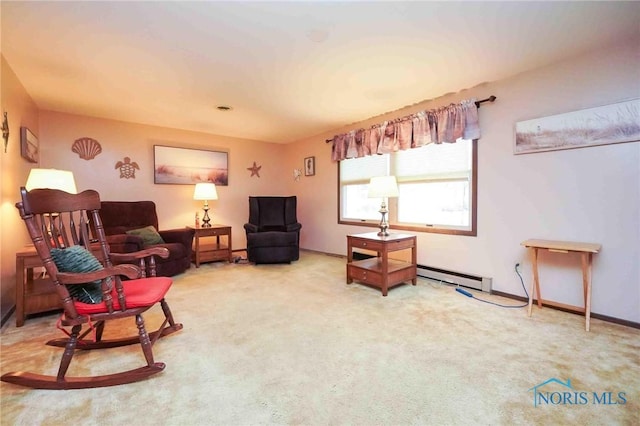 206 N Park Dr, Mccomb, OH 45858 - living area with a baseboard radiator and carpet