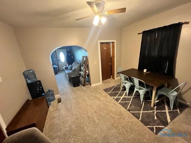 663 W Summit St, Fostoria, OH 44830 - home office featuring ceiling fan, carpet flooring, and baseboards