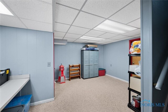 117 Freedom Ln, Waterville, OH 43566 - playroom with a paneled ceiling, baseboards, and carpet floors
