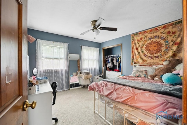 13914 Devils Hole Rd, Bowling Green, OH 43402 - bedroom with carpet flooring, a closet, and ceiling fan