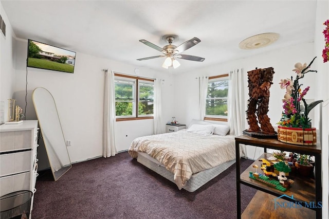 13914 Devils Hole Rd, Bowling Green, OH 43402 - bedroom featuring dark carpet and ceiling fan