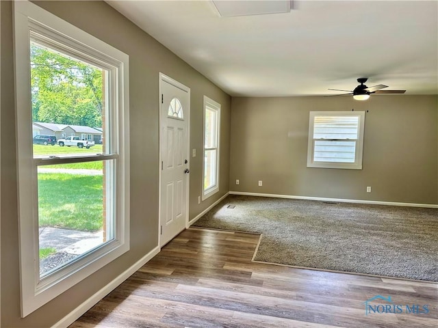 3530 Helene Ct, Toledo, OH 43623 - foyer with baseboards, wood finished floors, and a ceiling fan
