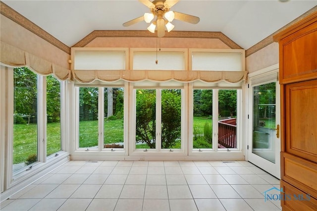 3236 Deep Water Ln, Maumee, OH 43537 - unfurnished sunroom with vaulted ceiling, plenty of natural light, and tile patterned flooring