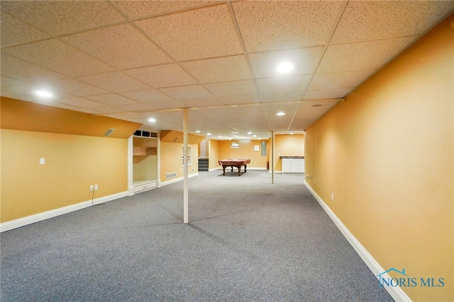 3236 Deep Water Ln, Maumee, OH 43537 - finished basement with carpet flooring, a drop ceiling, billiards, and recessed lighting