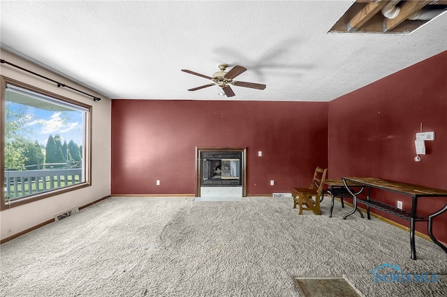 7195 Twin Lakes Rd, Perrysburg, OH 43551 - playroom with carpet flooring, a ceiling fan, a textured ceiling, and baseboards
