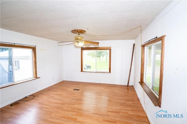 28916 Blanchard Rd, Defiance, OH 43512 - spare room with light wood-type flooring, plenty of natural light, and ceiling fan