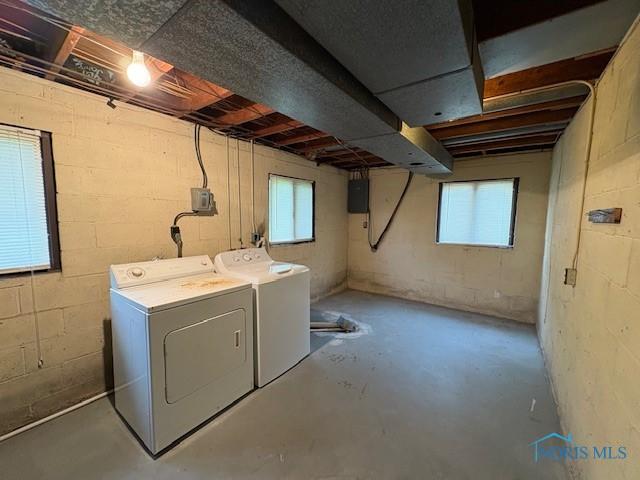 23695 E Second St, Grand Rapids, OH 43522 - washroom featuring independent washer and dryer and concrete block wall