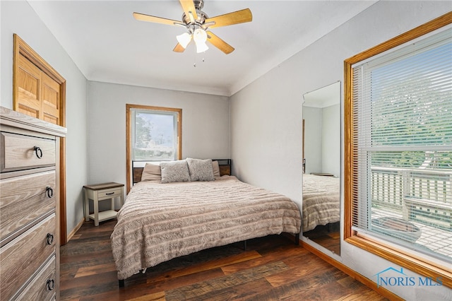 22227 US Highway 20a, West Unity, OH 43570 - bedroom with dark wood-type flooring and a ceiling fan