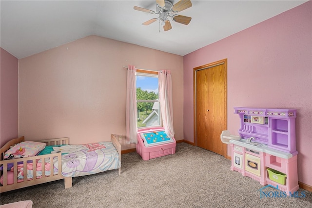 22227 US Highway 20a, West Unity, OH 43570 - carpeted bedroom featuring vaulted ceiling and a ceiling fan