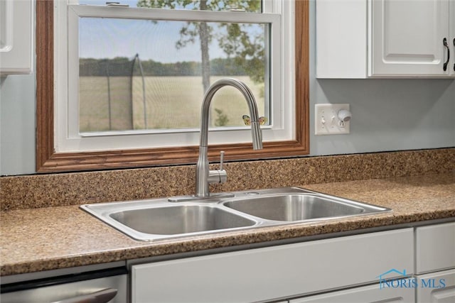 219 Illinois Dr, Bryan, OH 43506 - kitchen view of a sink, white cabinets, and dishwasher