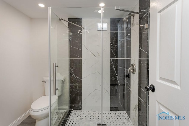 1048 Richland St, Maumee, OH 43537 - full bathroom with toilet, recessed lighting, and a marble finish shower