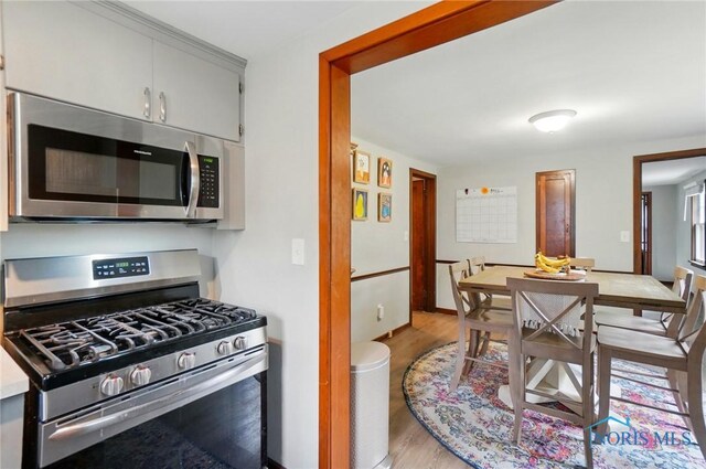 314 E 2nd St, Perrysburg, OH 43551 - kitchen featuring appliances with stainless steel finishes, light wood-style floors, and light countertops