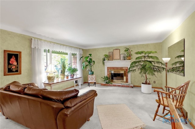 2742 Sandalwood Ave, Toledo, OH 43614 - living room with carpet flooring and a brick fireplace