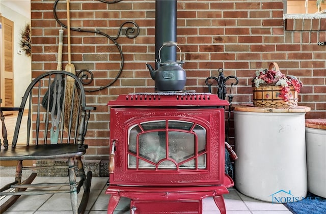 2742 Sandalwood Ave, Toledo, OH 43614 - detailed view of a wood stove and brick wall