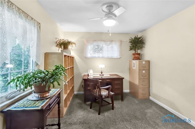 2742 Sandalwood Ave, Toledo, OH 43614 - carpeted office space featuring ceiling fan and baseboards