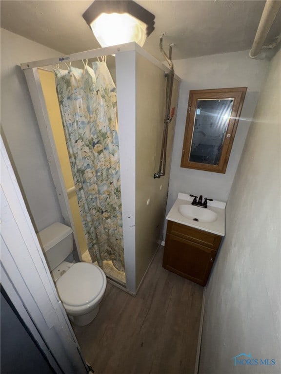 642 Brookley Blvd, Toledo, OH 43607 - bathroom with wood finished floors, toilet, a stall shower, and vanity